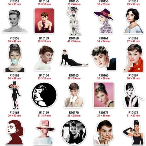 Beauty Lady Character Resin Cabochon Audrey Hepburn Printed 10pcs/lot for DIY Jewelry Material Garment DIY Craft Supplies