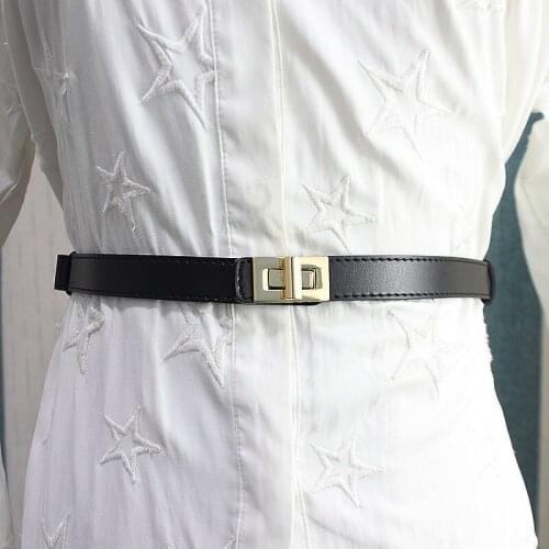 Classic Black Brown Genuine Leather Waist Belt for Women Slim Belt for Jean Pant Strap Female Cinture Real Cow Leather Waistband