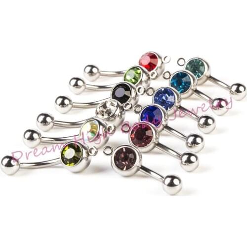 New Piercing Navel Belly Bar Button Ring Fashion Body Piercing Jewelry Chain 14G O Ring For Girl Women Dangle 316l Surgical