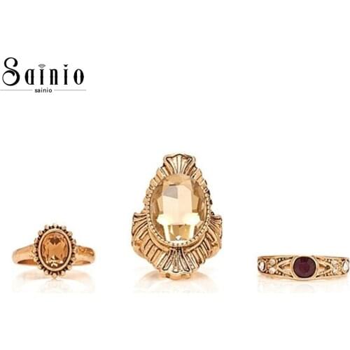 3 pcs/set Charm Gold Color Midi Finger Ring Set for Women Vintage Boho Knuckle Party Rings Punk Jewelry Gift for Girls