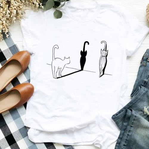 Summer Harajuku Top Graphic Womens T-shirt Cartoon Cat Print T-shirt Mujer Camisetas Fashion 90s T-shirt Short Sleeve Female