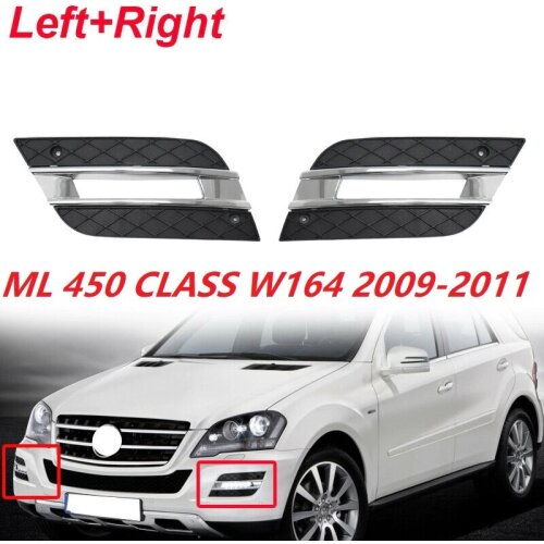 Left + Right DRL Light Cover Front Bumper Grilles for Mercedes-Benz W164 ML450 ML CLASS 2009-2011
