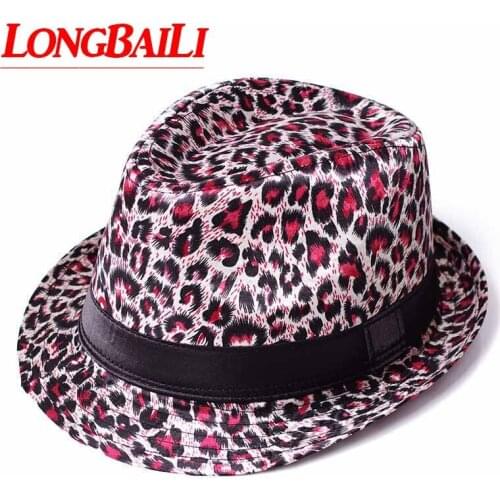 Fashionable Leopard Women Fedora Hats Chapeu Feminino Trilby Hat Panama Jazz CSDB007