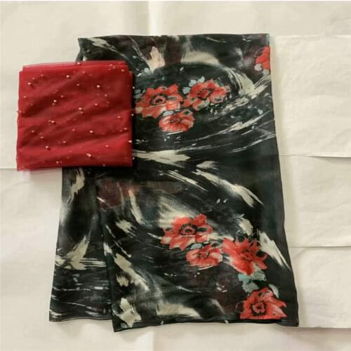 Fashion High Quality African Silk Chiffon Printed Fabric For Ladies To Wear Soft And Comfortable Printed Silk Fabric! LXF61617