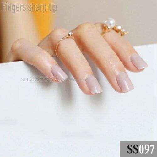 Fashion 24pcs false nails Light beige colour candy short paragraph round square head comfortable multicolor all wrapped SS097