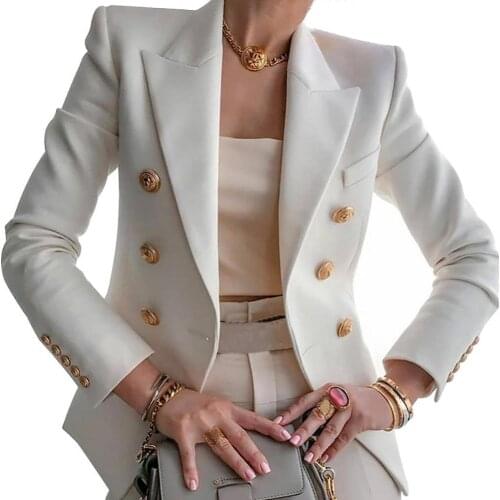Fashion Slim Women Blazer Suit Female Business Double Breasted Blazers Office Ladies Long Sleeve Blazer Suit Coat костюм женский