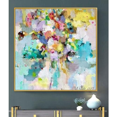 100% Hand-painted Palette Knife Flowers Picture Abstract Thick Acrylic Oil Painting No Frame Dropshipping Wall Canvas Art