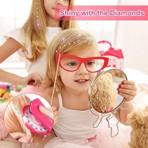 Hair Styling Decoration Kit Bling Diamond Stapler 180 Gems Drill Stickers Machine DIY Crystal Paste Tool for Mobile Phone Shell