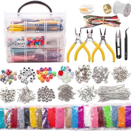 40 Colors Glass Seed Bead Set Round Spacer Beads For Jewelry Making Bulk Alloy Pendant Acrylic Alphabet Bead Charms DIY Crafts