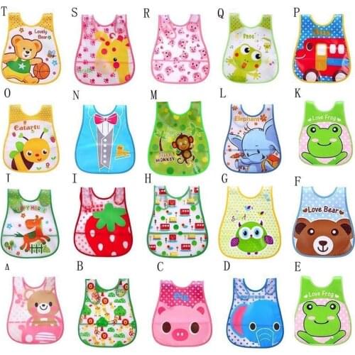 New 1pcs Popular Bib Adjustable Baby Bibs Plastic Waterproof Lunch Feeding Bibs Cute Cartoon Feeding Cloth Children Baby Apron