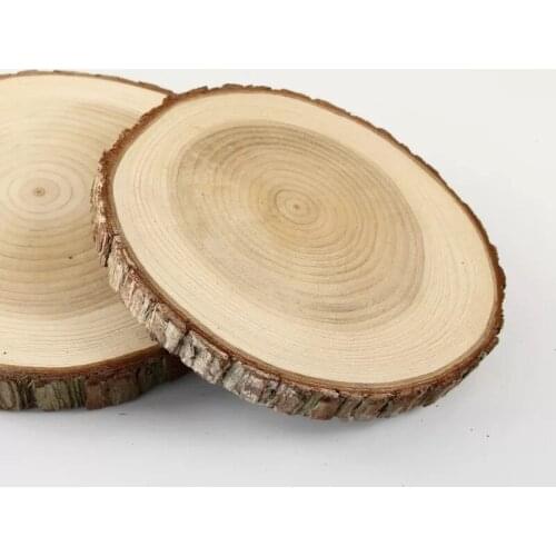 Unpainted Natural Round Blank Wood Slices with Tree Bark Log Discs for DIY Craft Woodburning Christmas Rustic Wedding Ornaments