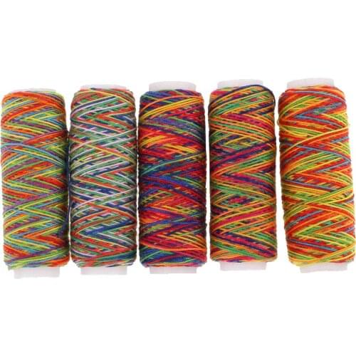 5pcs Rainbow Sewing Thread Cord Hand Machine Tool for Leather Caft Stitching
