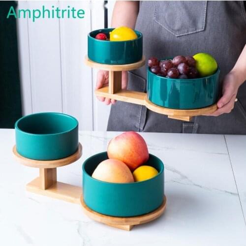 Nordic Black Fruit Plate Ceramic Double Dessert Fruit Plate Personality Lounge Be At Home Dessert Bowl Candy Ceramica Dinner