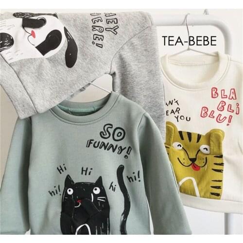 Tonytaobaby Fall and Winter Clothes New Style Baby Three-Color Fun Animal Long Sleeve Fleece Toddler Sweatshirt