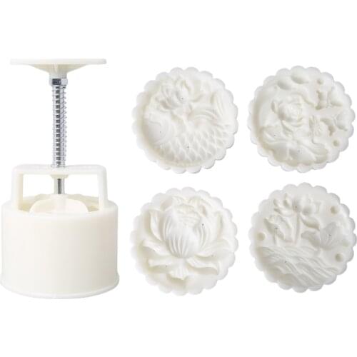 P15D Plastic Mooncake Mold 3D Flower Fish Stamps Cookie Cutter Moulds 150g Or 200g DIY Baking Accessories Mid-Autumn Festival