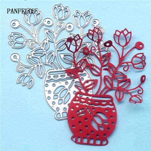 PANFELOU Metal craft Shining flowerpot paper die cutting dies for Scrapbooking/DIY Easter wedding Halloween cards