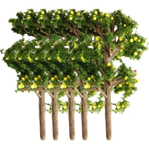 5x Model Fruit Trees Train Scenery Landscape Plastic Architectural Tree 70mm
