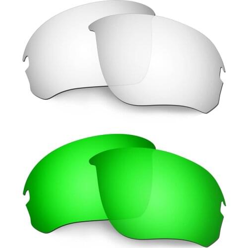 HKUCO Polarized Replacement Lenses For Flak Draft Sunglasses Silver/Green 2 Pairs