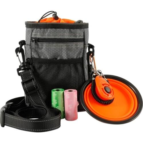 Portable Pet Outdoor Treat Bags Food Holder Adjustable Waist Belt Garbage Bag Folding Bowl Kit Multi-function Dog Training Bag