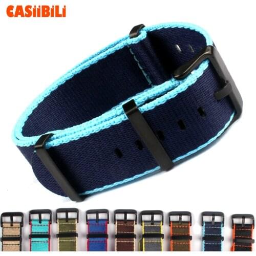 Toughness Thickening Black Buckle NATO Straps Nylon Canvas Paratrooper Color 20mm 22mm Width Watch Band Stripe Military Sport