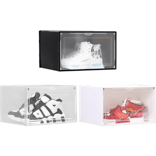 Clear Plastic Storage Shoe Box with Magnetic Closure Stackable Drawer Type Shoe Organizer Collection Display for Men Women 652A