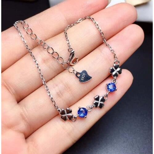 Sapphire bracelet Free shipping 100% Real natural sapphire Bracelet 925 sterling silver Bracelet