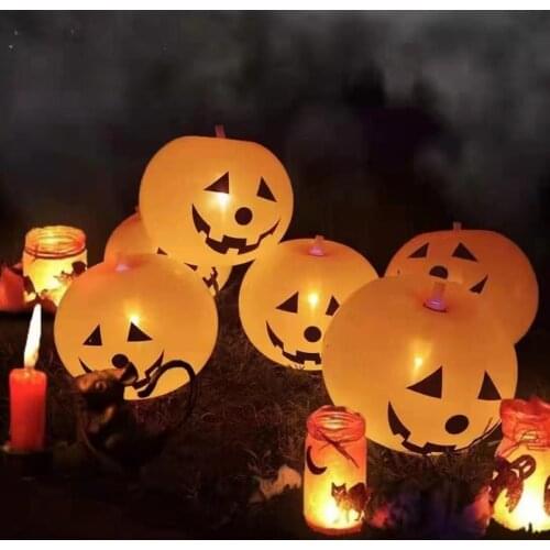 5pcs/lot Halloween Balloon Lights Halloween Glowing Pumpkin Decoration Home Haunted House Scary Horror Props Supplies
