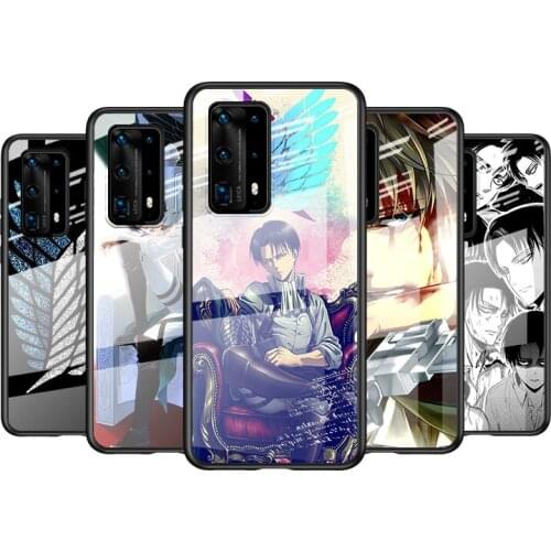 Tempered Glass Cover Attack on Titan Levi·Ackerman For Huawei P40 P30 P20 P10 Pro Plus Lite 5G 2019 Shockproof Shell Phone Case