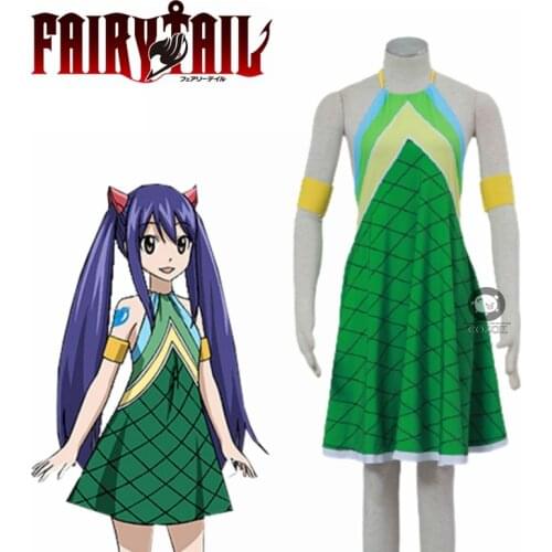 Anime Fairy Tail Wendy Marvell Cosplay Costumes Green Dress For Women Girls Halloween Party Christmas Dragonscale Clothing