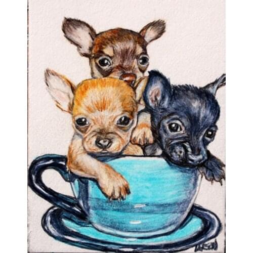 Animal rhinestone Embroidery diamond painting sale mosaic crystal cup dog puppy,full square round resin drill new year gift