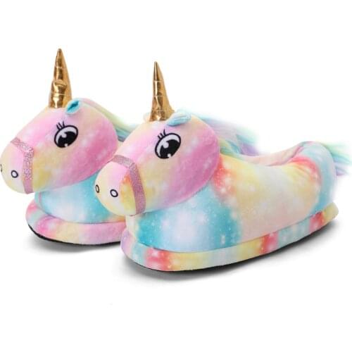 Girls Winter Rainbow Unicorn Slippers Children Cartoon Kigurumi Pajama Shoes Kids Shoes for Girls Indoor Slippers Unicorn