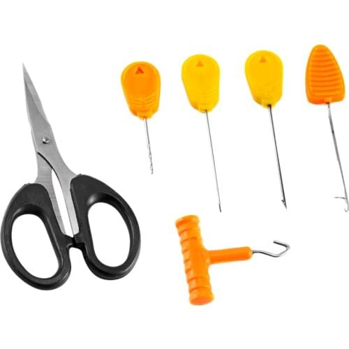 1 Set Multifunctional Stainless Steel Fishing Bait Needles Scissors Anti Slip Hook Knot Puller Baiting Rigging Tools