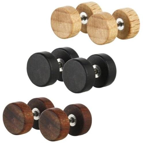 1 Pair African Wood Ear Stud Tunnel Plug 8mm/10mm Punk 3 Color Safety 16 Gauge Barbell Wood Earrings Plugs Jewelry Tunnel Plug