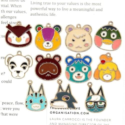 10pcs/lot Cute Animal Headshot Collection Dogs Wolf Cats Owl Bears Enamel Penguin Duck Charms Fit DIY Jewelry Craft Finding