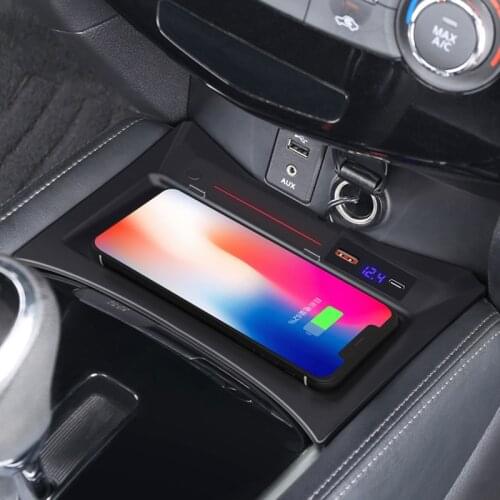 Car wireless charger 15W fast charging plate panel QI phone charger for Nissan Qashqai 2016 2017 X-Trail 2014-2018 for iPhone 8