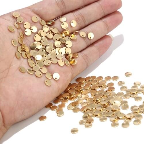 20pcs Round Gold/Rose Gold Stainless Steel Stamping Blank Dog Tags Pendants 6mm/8mm/10mm DIY Bracelet Charm Jewelry Finding