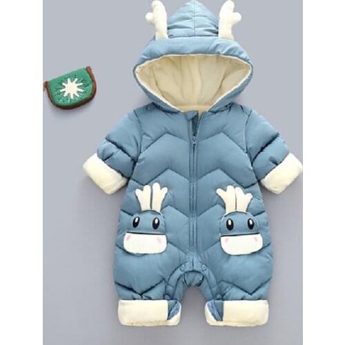 2020 Baby Winter Snowsuit Plus Velvet Thick Baby Boys Jumpsuit 0-2 Years Newborn Romper Baby Girls Overalls Toddler Coat
