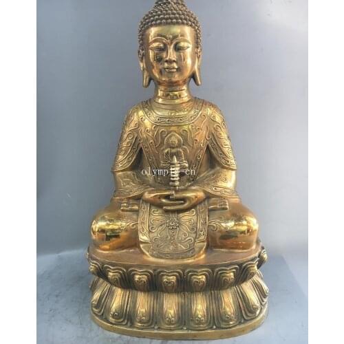 24'' brass carved pagoda buddhism Vairocana tathagata Amitabha Sakyamuni buddha