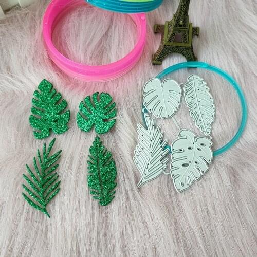 4 Green Pine leaf Metal Cutting Dies Mix-ables Stencil for DIY Scrapbooking Album Decorative Embossing Paper Cards Making Craft