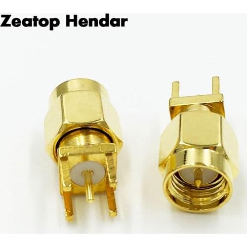 5Pcs Gold Brass SMA Male Plug Solder Edge PCB Clip Mount Jack RF Connector