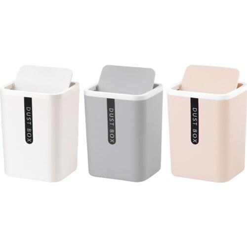 62KC Creative Mini Desktop Trash Can Tabletop Plastic Waste Bin with Lid Countertop Garbage Basket Trashbox