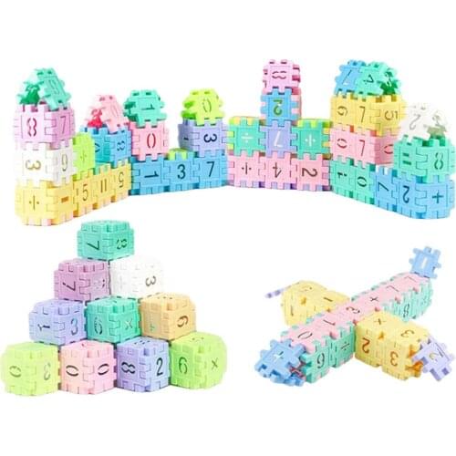 96PCS Intelligence Baby Blocks Match Shape Puzzle Toys Learning Educational Digital Geometric Shapes Building Bricks Infant Toys