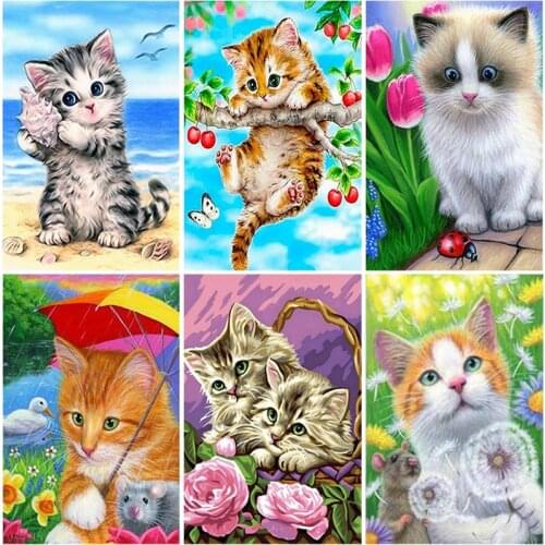Cat DIY 5D Diamond Painting Full Square/Round Drill Resin Animal Diamont Embroidery Cat Cross Stitch Mosaic Home Decor Art Gifrt