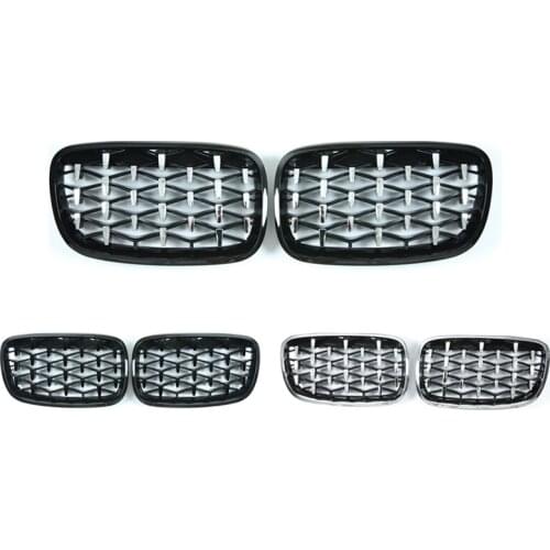 A Pair Diamond Grills Meteor Style Replacement Grille Car Front Bumper Grill For BMW E70 E71 E72 X5 X6 2007-2013 Car Accessories