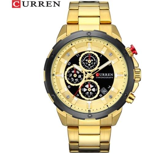 CURREN 8323 Mens Six-Hand Calendar Waterproof Quartz Watch Fashion Luxury Stainless Steel Business Calendar Mens Wristwatches