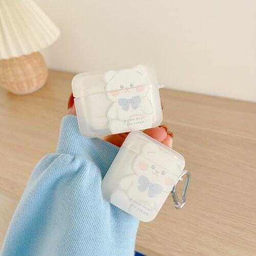 Cartoon Cute transparent bear Soft silicone cover For Apple Airpods Pro 3 2 1 Case Earphone Charging Box Cover Headphone Cases