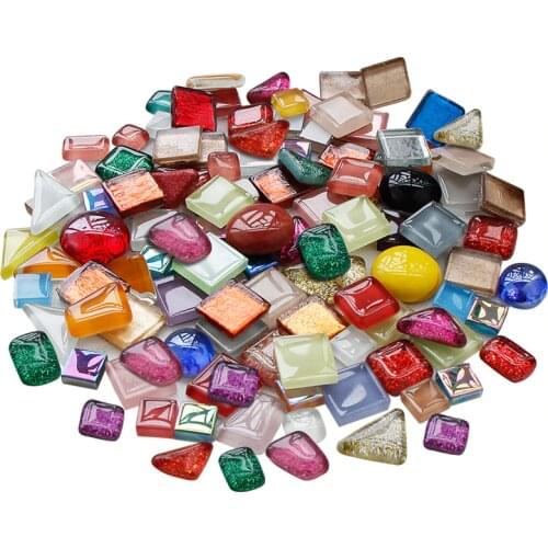250g/pack Crystal Glass Mosaic Tile Irregular Shape DIY Hobbies for Kids Glitter Shiny Mixed Mosaic Stone Handmade Art Materials