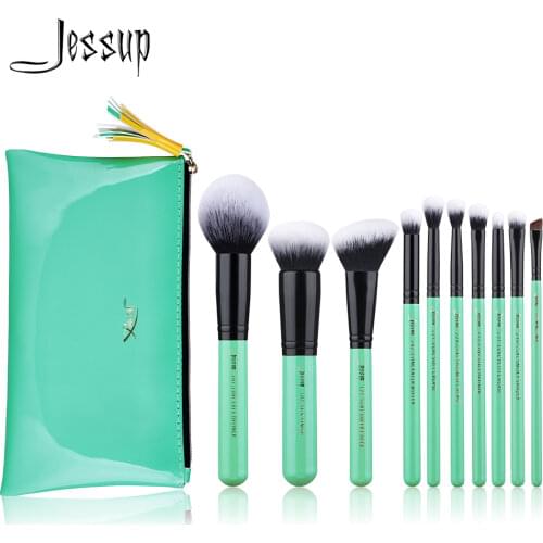 Jessup Make up brush Neo Mint color 10pcs/set Eyeshadow Brush Foundation Synthetic hair Powder Concealer Contour