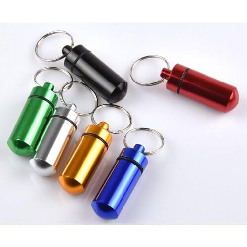 Medicine storage box with key chain portable mini medicine box sealed cartridge waterproof aluminum alloy life-saving tank 10 g