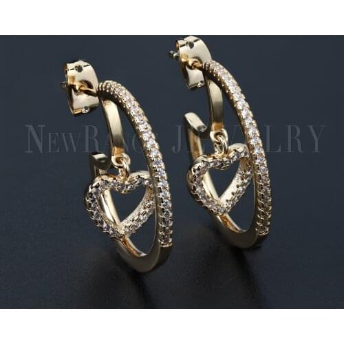 Newranos Round Hoop Earrings Heart Charms Hallow Statement Brincos for Women Fashion Jewelry EQM002414
